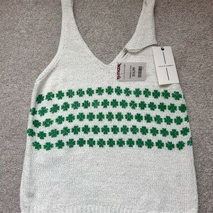 St Patrick’s Day Clover Tank Green White Small